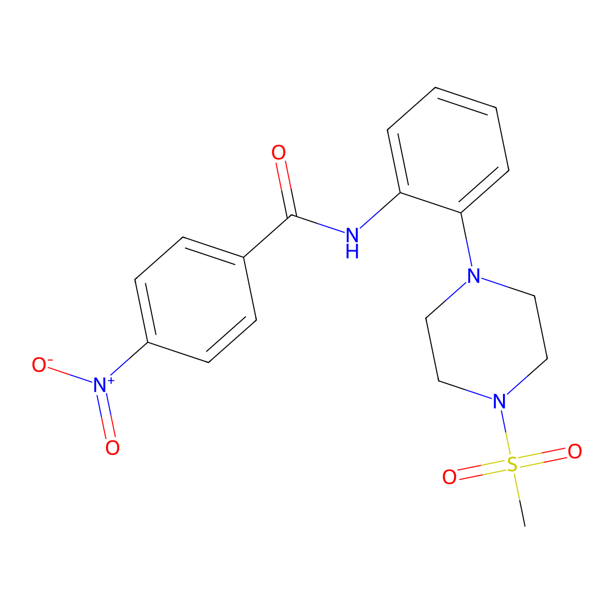 N-[2-(4-methylsulfonylpiperazin-1-yl)phenyl]-4-nitrobenzamide molecular structure, CAS 712284-32-7