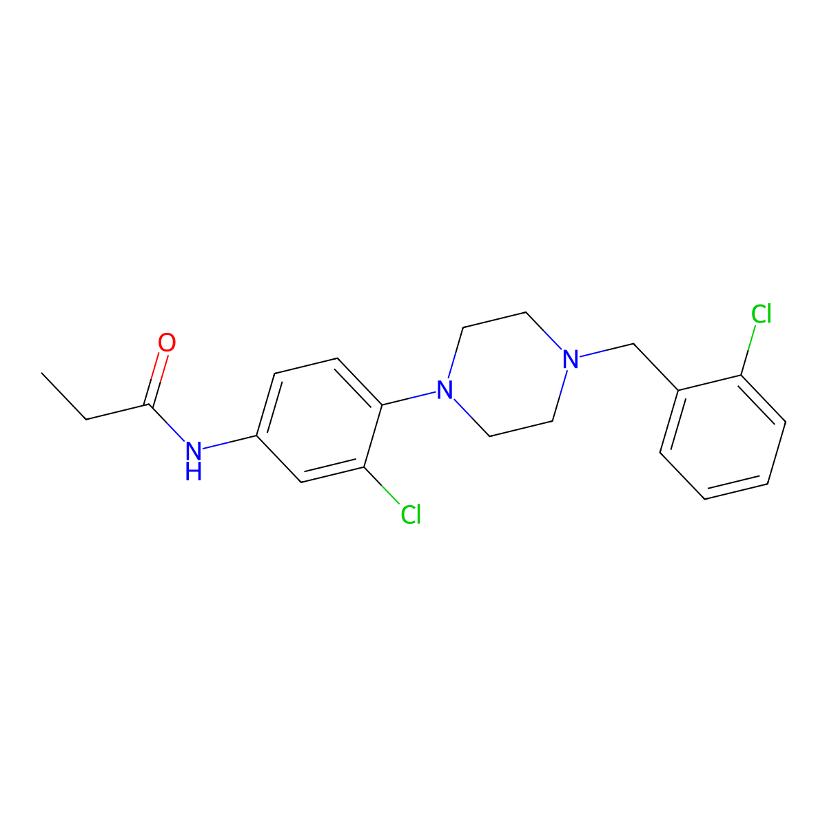 N-[3-chloro-4-[4-[(2-chlorophenyl)methyl]piperazin-1-yl]phenyl]propanamide molecular structure, CAS 712284-41-8