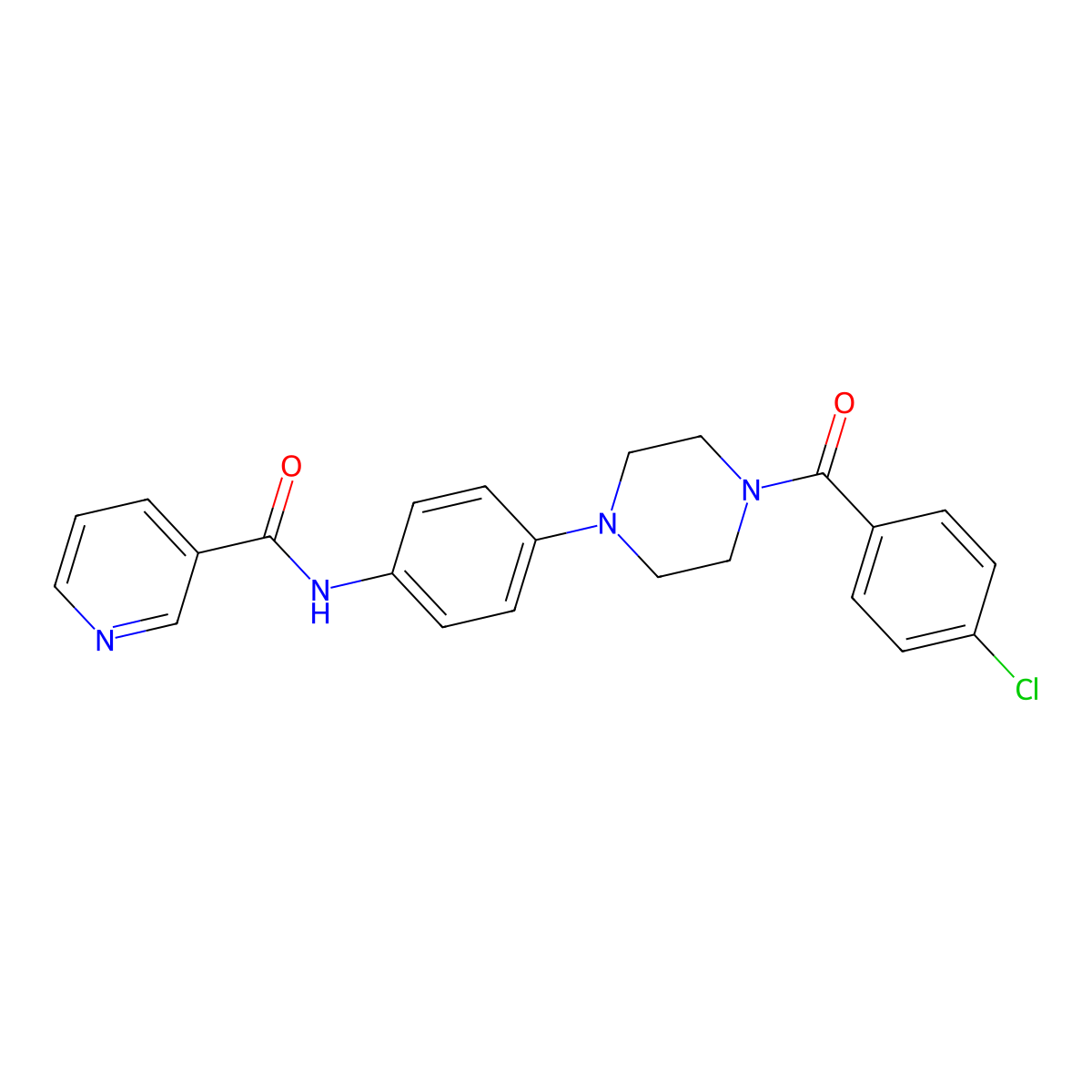 N-[4-[4-(4-chlorobenzoyl)piperazin-1-yl]phenyl]pyridine-3-carboxamide molecular structure, CAS 712284-49-6