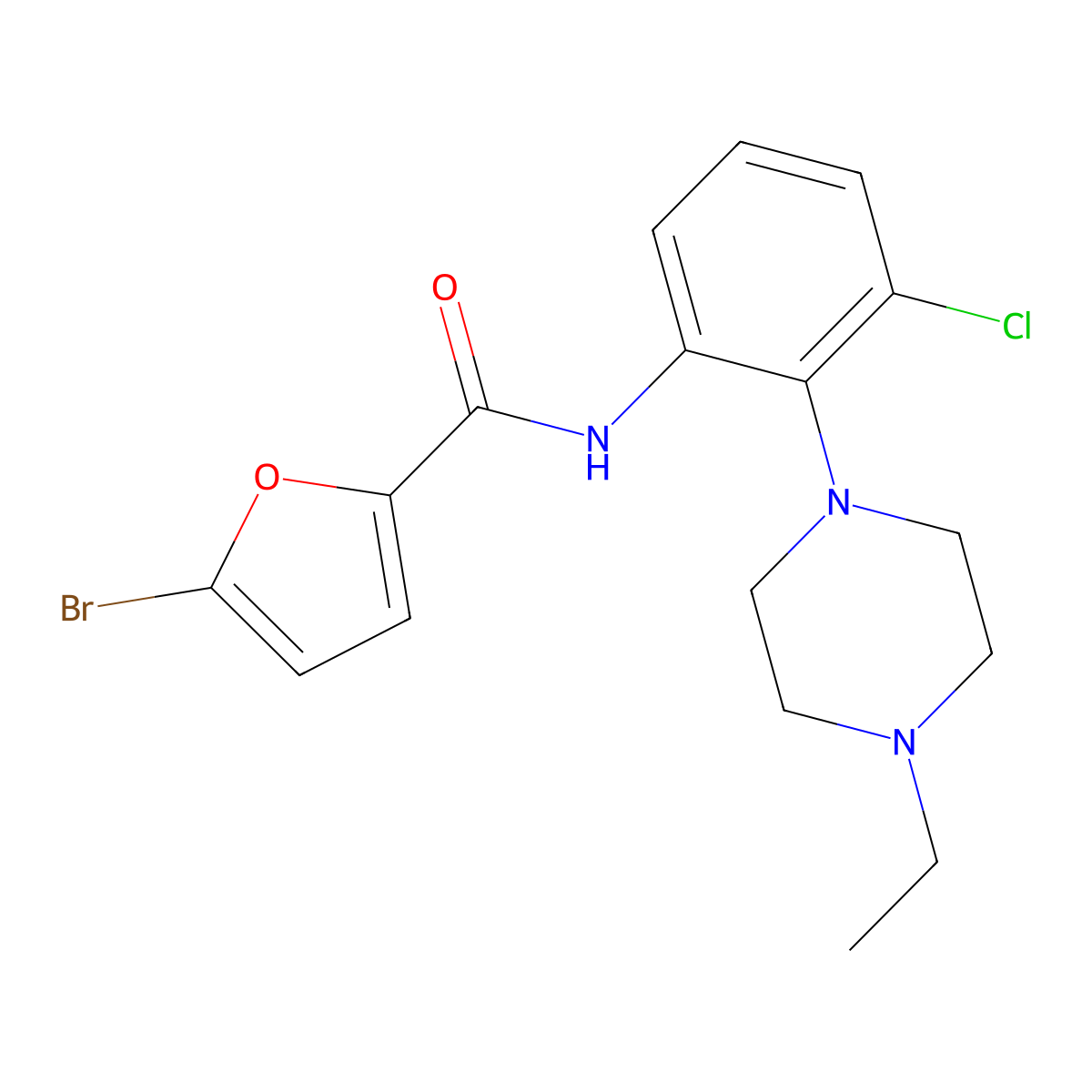 5-bromo-N-[3-chloro-2-(4-ethyl-1-piperazinyl)phenyl]-2-furamide molecular structure, CAS 712284-61-2