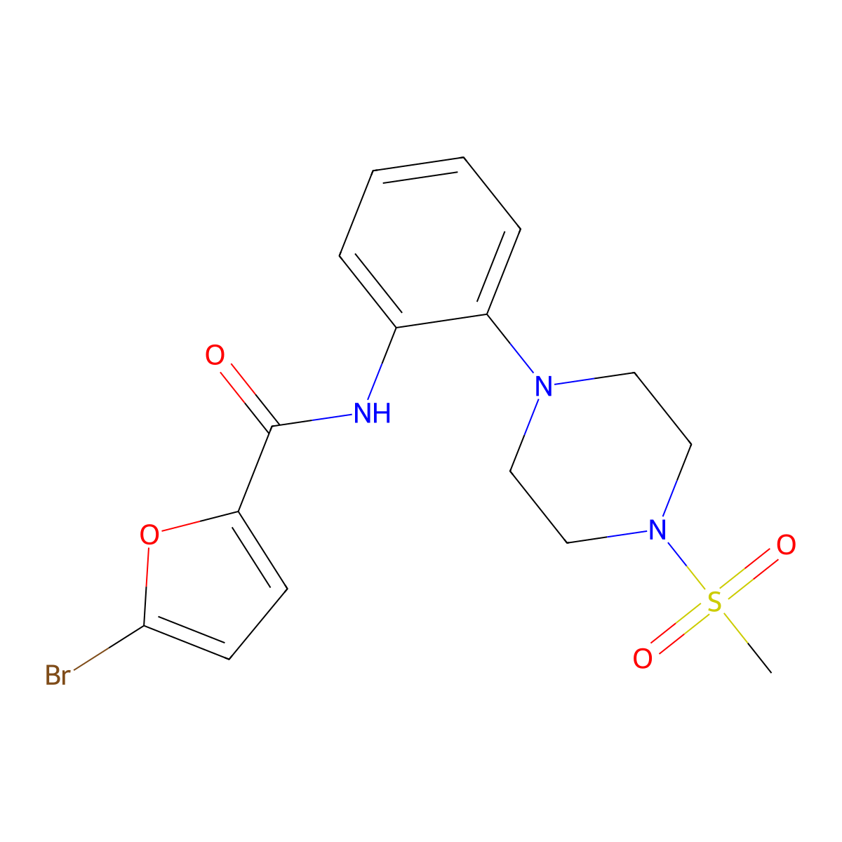 5-bromo-N-[2-(4-methylsulfonylpiperazin-1-yl)phenyl]furan-2-carboxamide molecular structure, CAS 712284-64-5