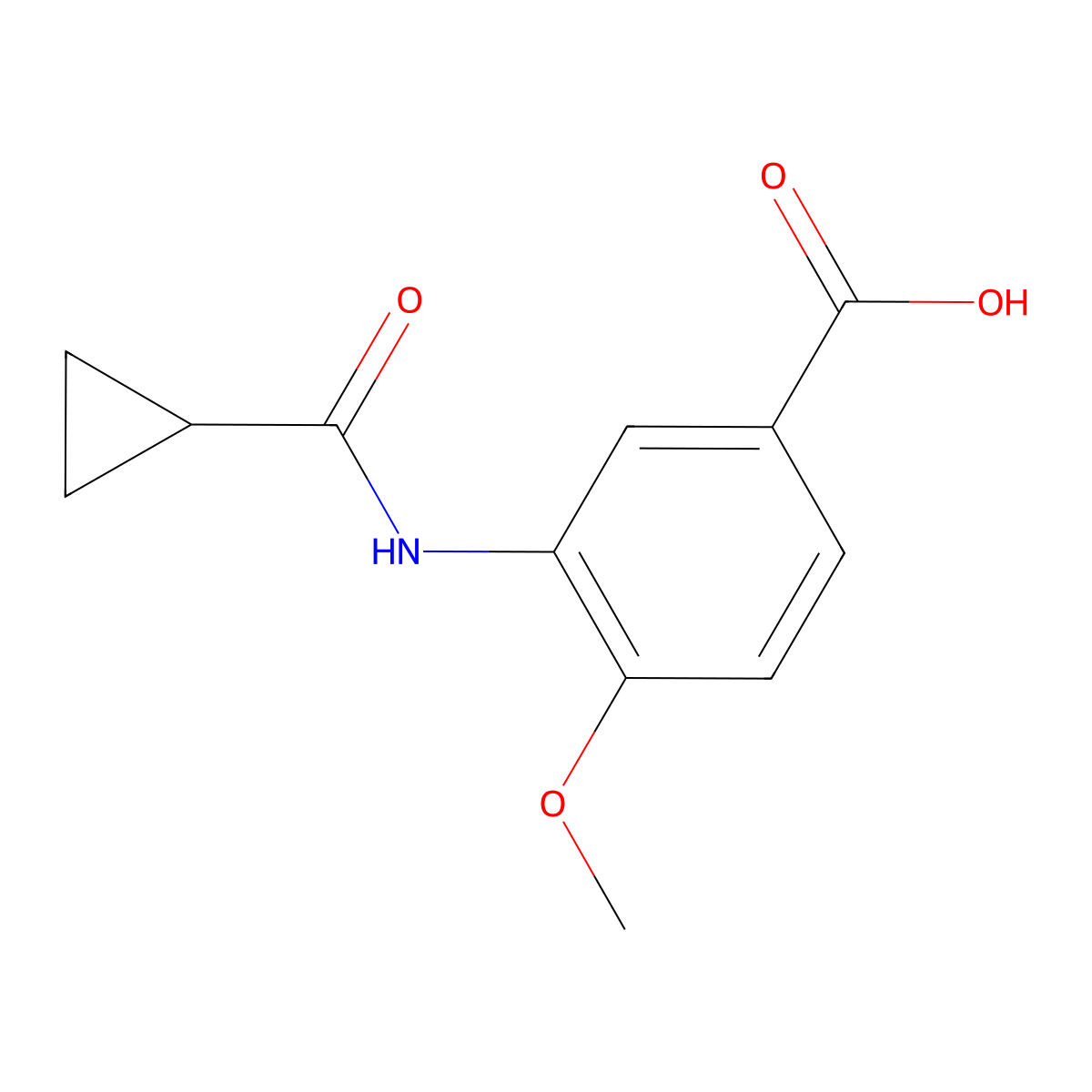 3-[(Cyclopropylcarbonyl)amino]-4-methoxybenzoic acid molecular structure, CAS 712286-85-6