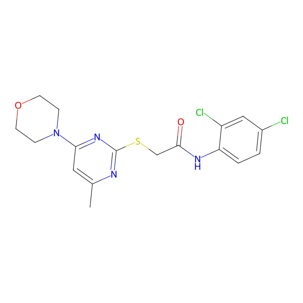N-(2,4-dichlorophenyl)-2-((4-methyl-6-morpholinopyrimidin-2-yl)thio)acetamide molecular structure, CAS 712288-99-8
