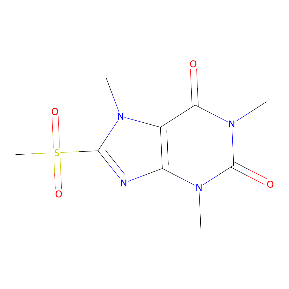 1,3,7-Trimethyl-8-methylsulfonylpurine-2,6-dione molecular structure, CAS 712289-50-4