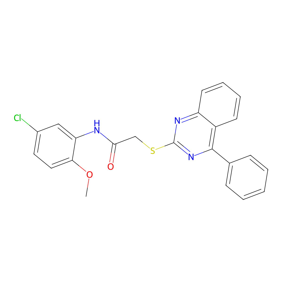 N-(5-chloro-2-methoxyphenyl)-2-[(4-phenylquinazolin-2-yl)sulfanyl]acetamide molecular structure, CAS 712290-07-8