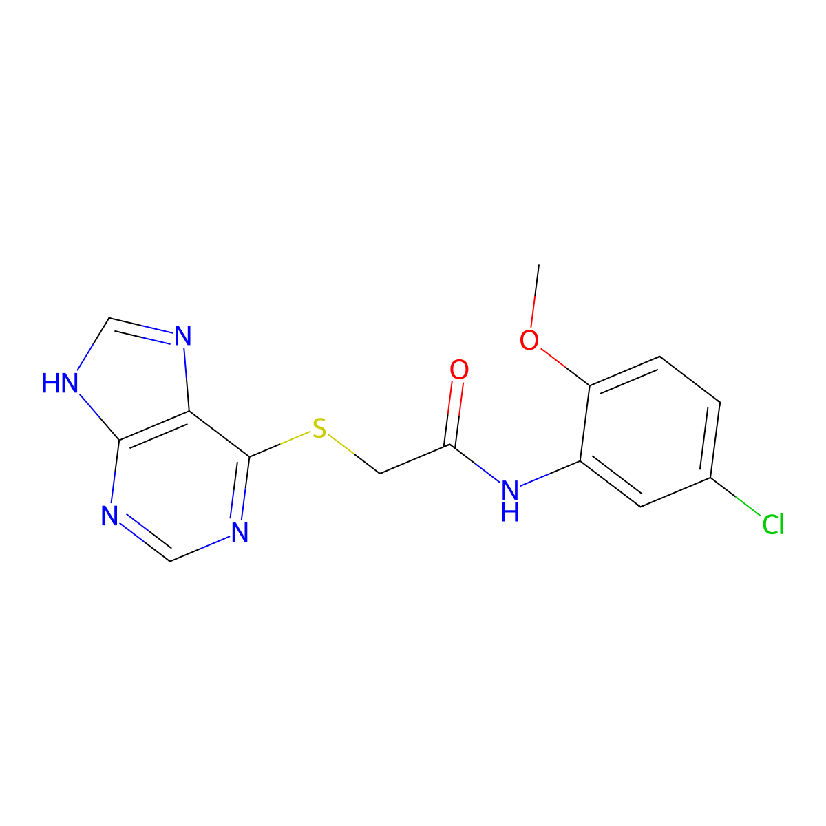 N-(5-chloro-2-methoxyphenyl)-2-(7H-purin-6-ylsulfanyl)acetamide molecular structure, CAS 712290-10-3