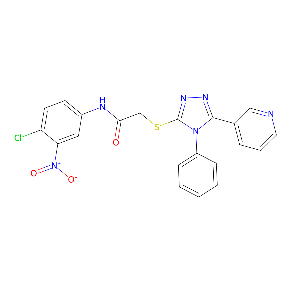N-(4-chloro-3-nitrophenyl)-2-{[4-phenyl-5-(pyridin-3-yl)-4H-1,2,4-triazol-3-yl]sulfanyl}acetamide molecular structure, CAS 712290-17-0