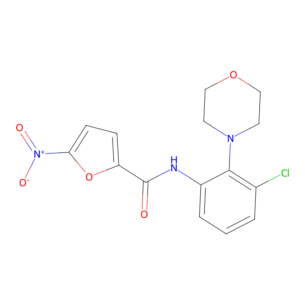 N-(3-chloro-2-morpholin-4-ylphenyl)-5-nitrofuran-2-carboxamide molecular structure, CAS 712290-40-9