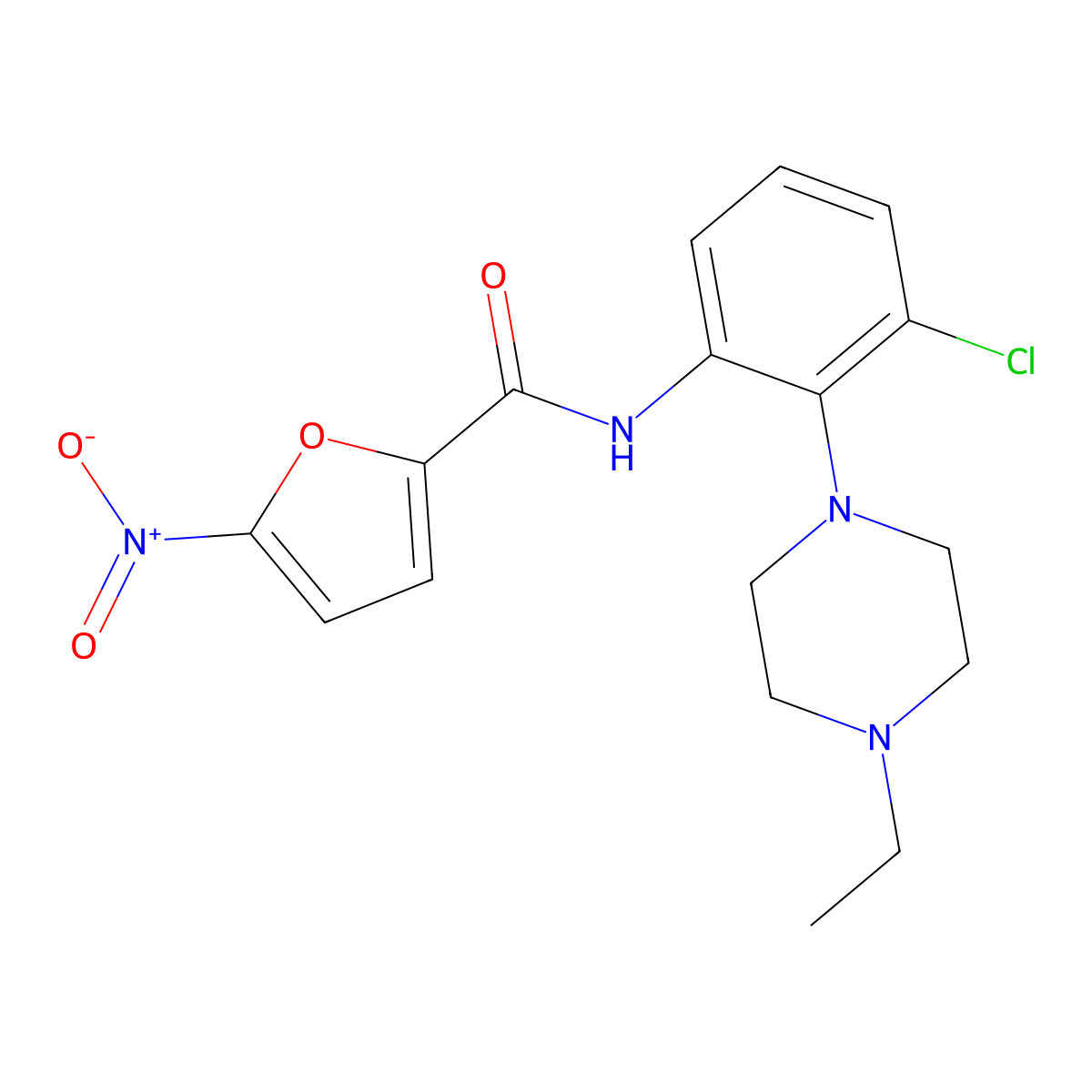 N-[3-chloro-2-(4-ethylpiperazin-1-yl)phenyl]-5-nitrofuran-2-carboxamide molecular structure, CAS 712290-41-0