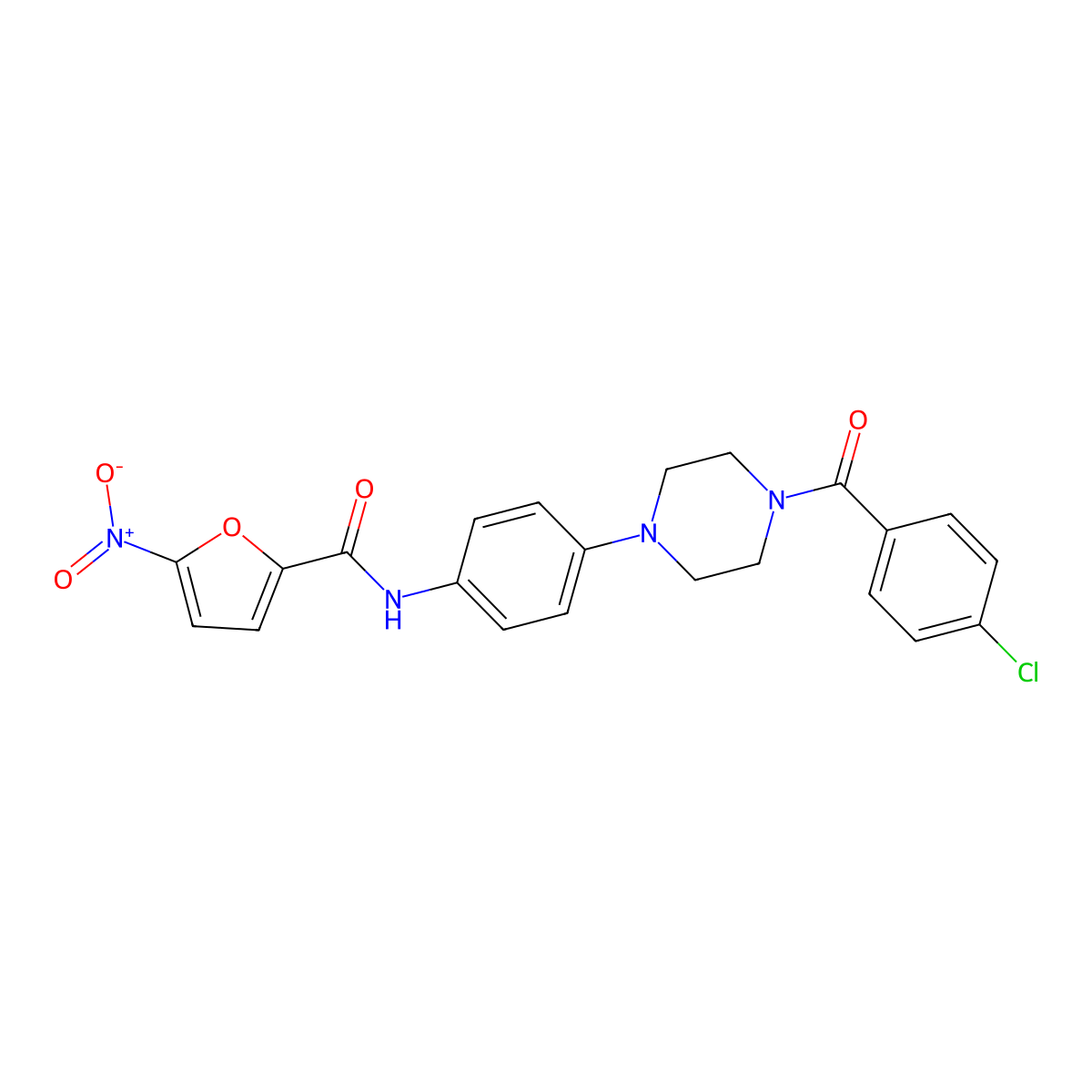 N-{4-[4-(4-chlorobenzoyl)-1-piperazinyl]phenyl}-5-nitro-2-furamide molecular structure, CAS 712290-42-1