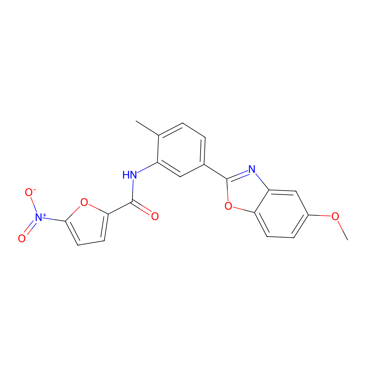 N-[5-(5-methoxy-1,3-benzoxazol-2-yl)-2-methylphenyl]-5-nitrofuran-2-carboxamide molecular structure, CAS 712290-44-3