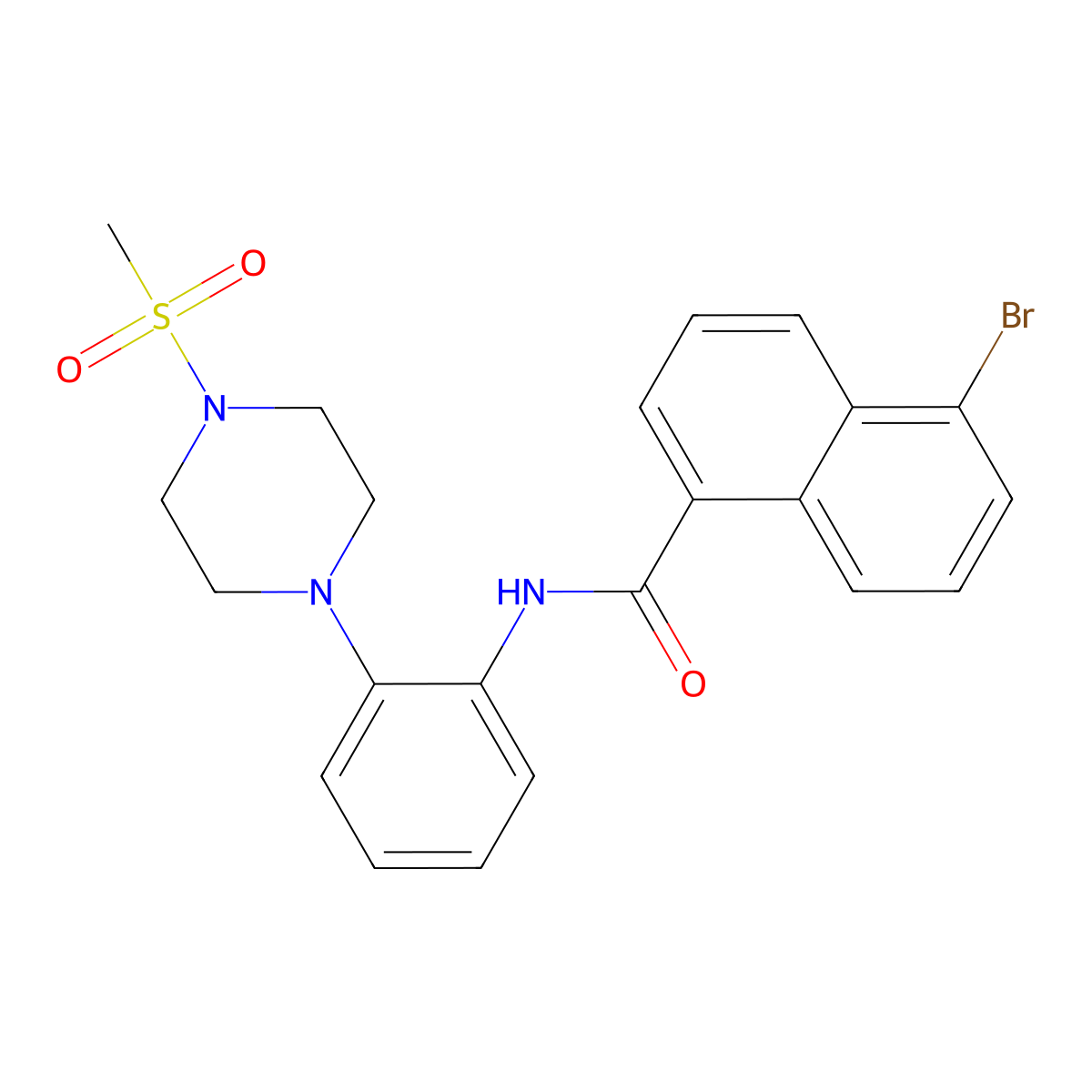 5-bromo-N-[2-(4-methylsulfonylpiperazin-1-yl)phenyl]naphthalene-1-carboxamide molecular structure, CAS 712290-58-9