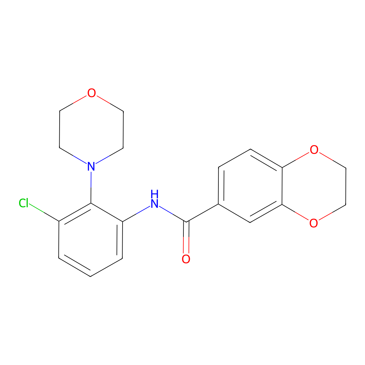 N-[3-chloro-2-(4-morpholinyl)phenyl]-2,3-dihydro-1,4-benzodioxin-6-carboxamide molecular structure, CAS 712290-61-4