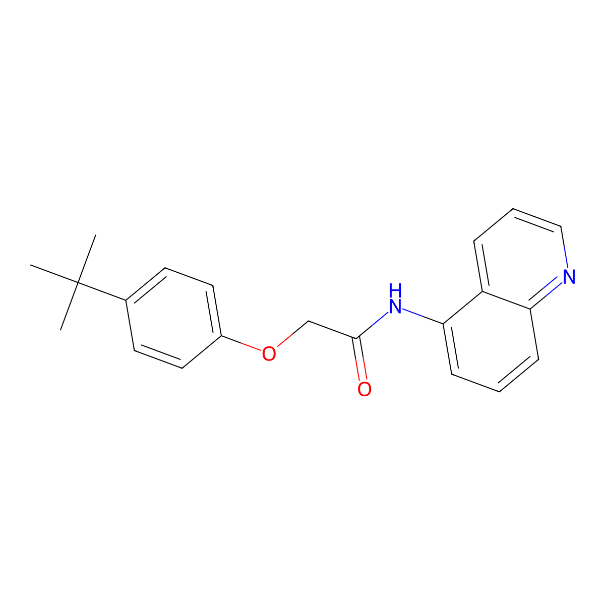 2-(4-tert-butylphenoxy)-N-quinolin-5-ylacetamide molecular structure, CAS 712290-67-0