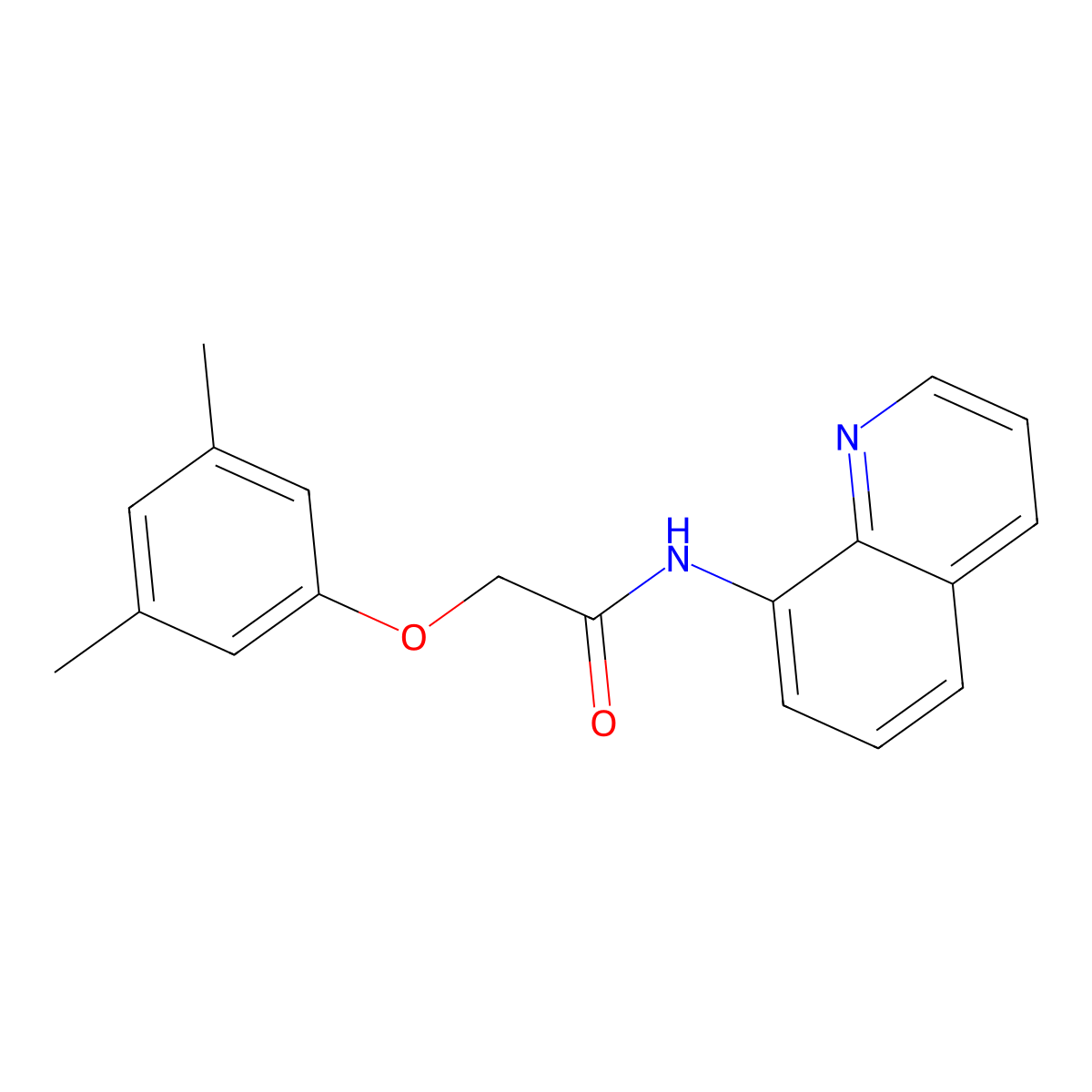 2-(3,5-dimethylphenoxy)-N-quinolin-8-ylacetamide molecular structure, CAS 712290-68-1