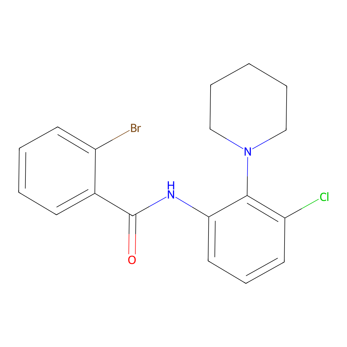 2-bromo-N-(3-chloro-2-piperidin-1-ylphenyl)benzamide molecular structure, CAS 712290-85-2