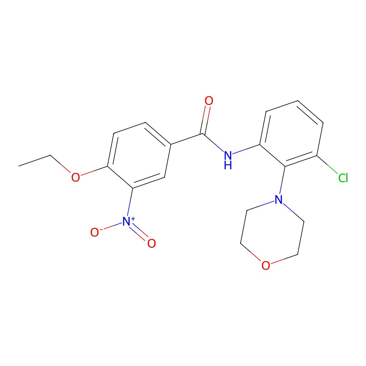 N-(3-chloro-2-morpholin-4-ylphenyl)-4-ethoxy-3-nitrobenzamide molecular structure, CAS 712291-01-5
