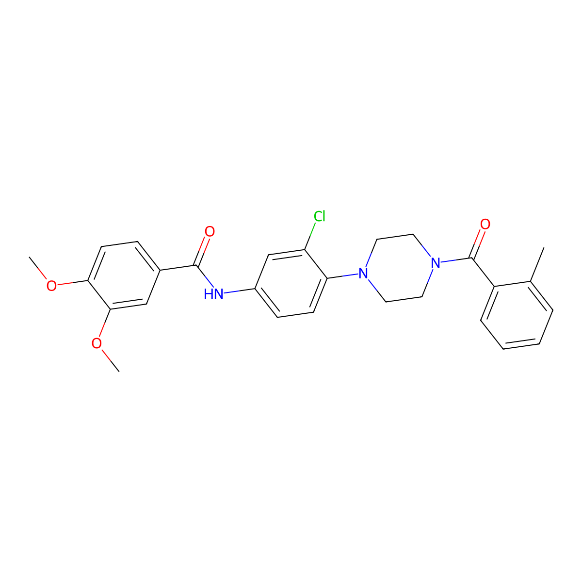 N-[3-chloro-4-[4-(2-methylbenzoyl)piperazin-1-yl]phenyl]-3,4-dimethoxybenzamide molecular structure, CAS 712291-14-0