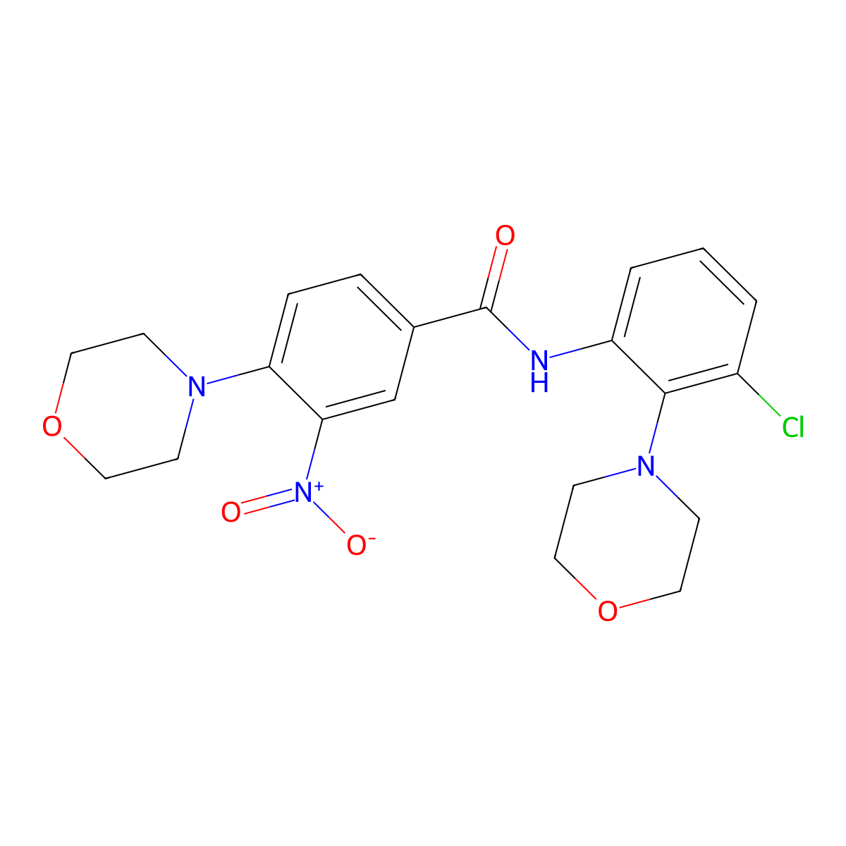 N-(3-chloro-2-morpholin-4-ylphenyl)-4-morpholin-4-yl-3-nitrobenzamide molecular structure, CAS 712291-22-0