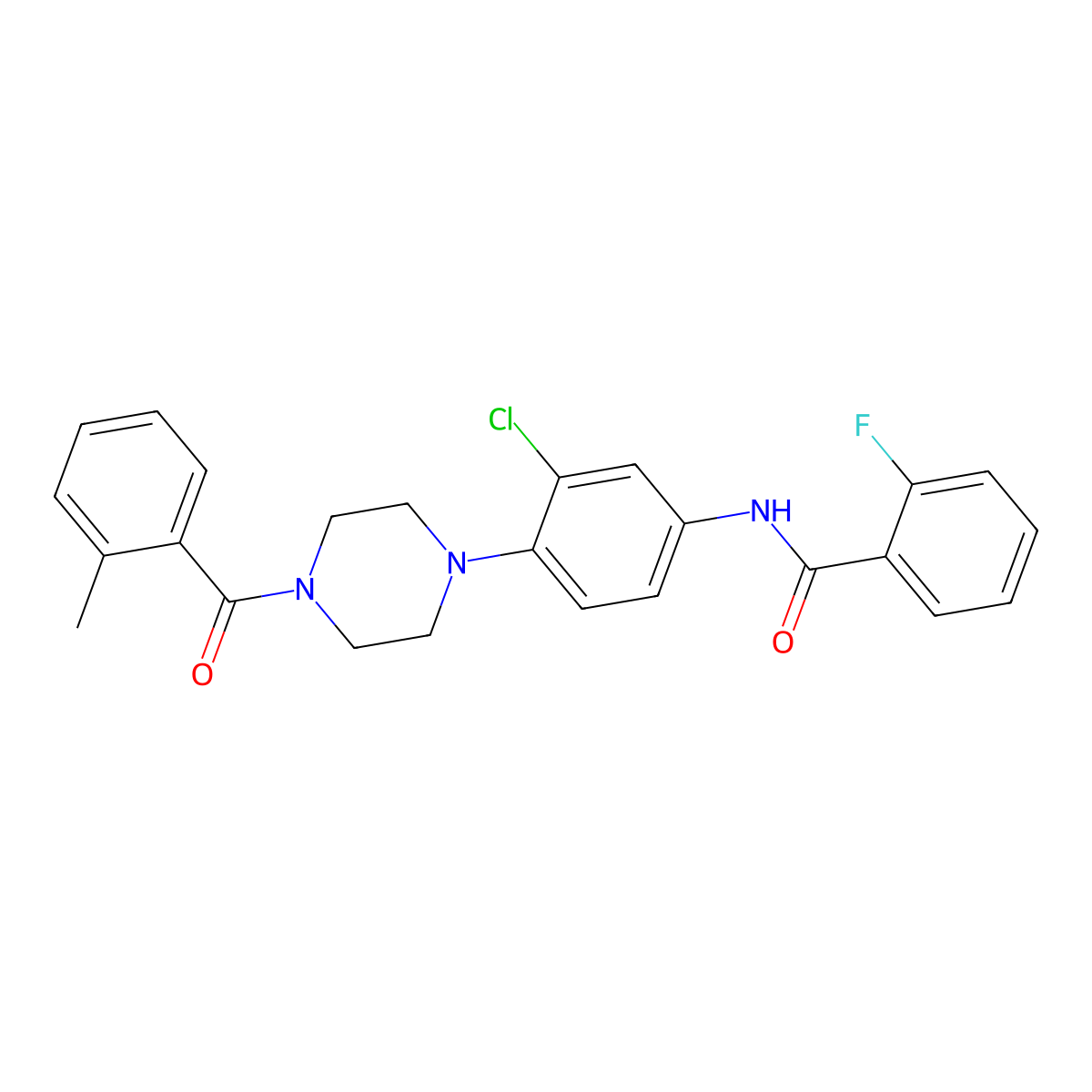 N-[3-chloro-4-[4-(2-methylbenzoyl)piperazin-1-yl]phenyl]-2-fluorobenzamide molecular structure, CAS 712291-29-7