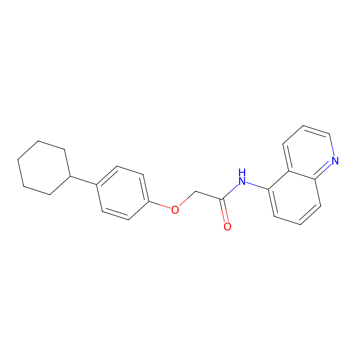 2-(4-cyclohexylphenoxy)-N-quinolin-5-ylacetamide molecular structure, CAS 712291-45-7