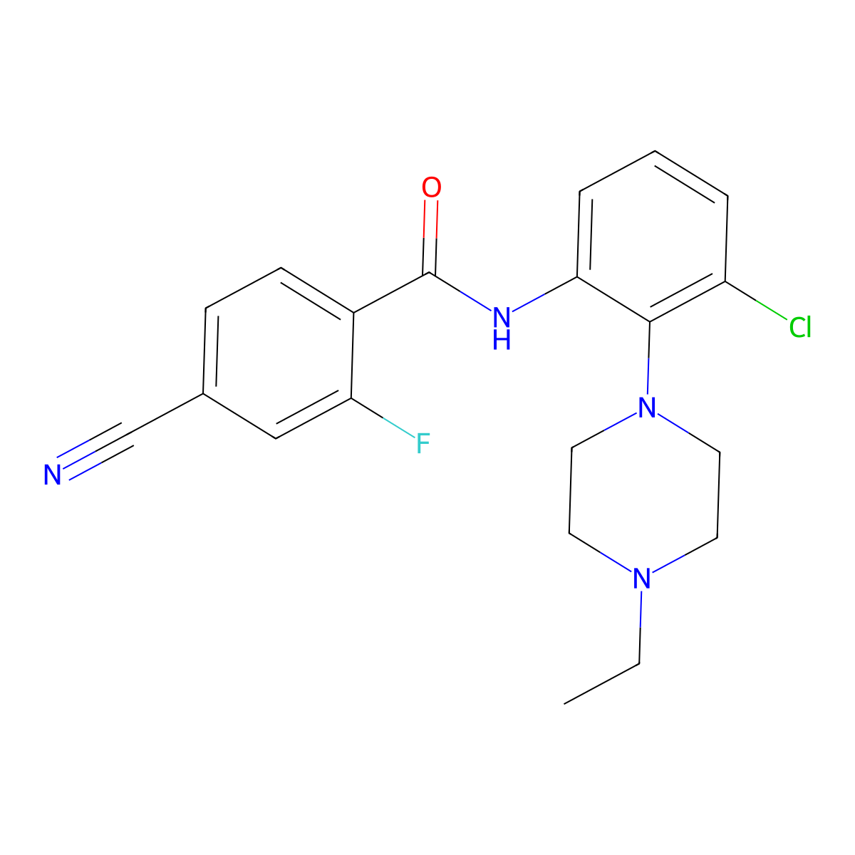 N-[3-chloro-2-(4-ethylpiperazin-1-yl)phenyl]-4-cyano-2-fluorobenzamide molecular structure, CAS 712291-48-0