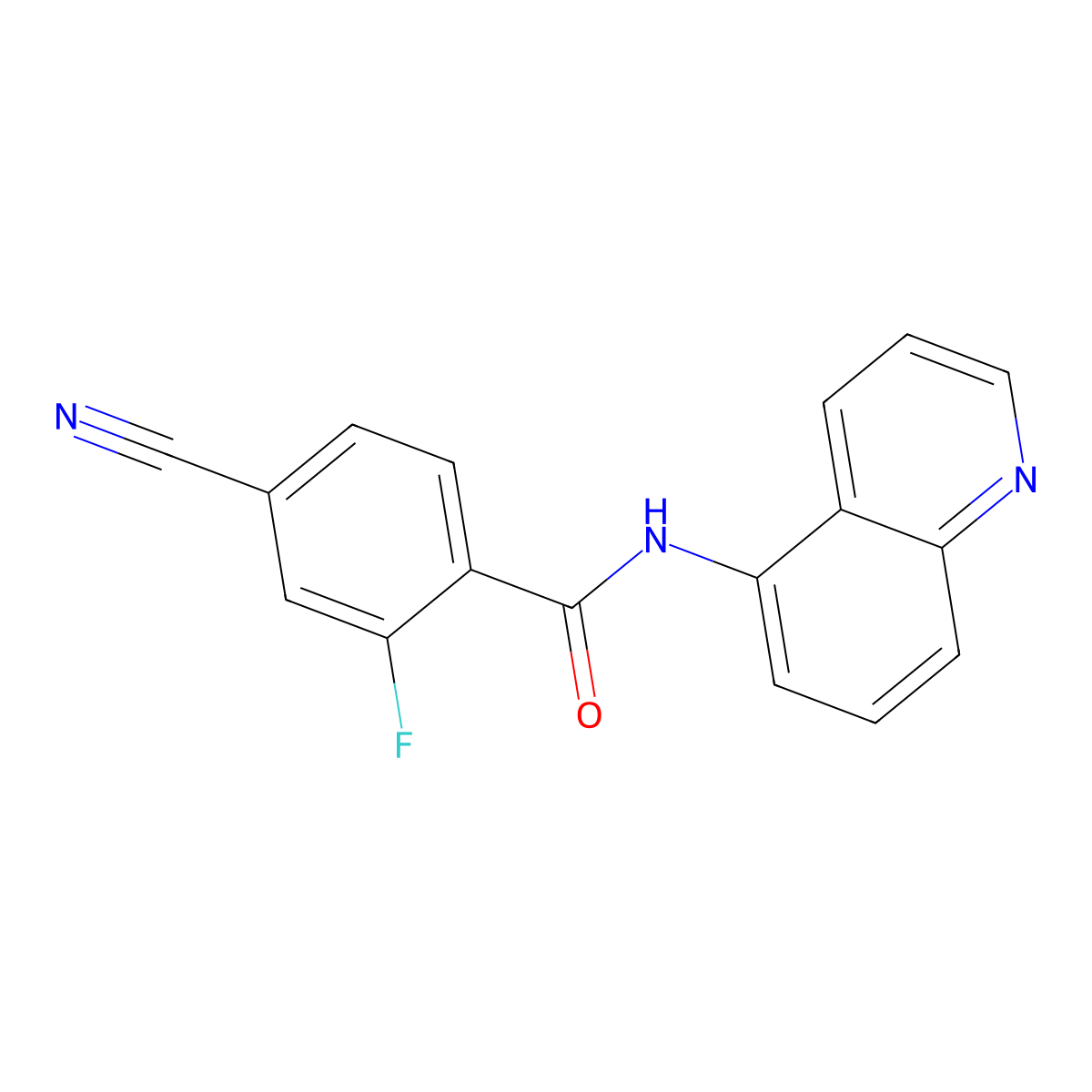4-cyano-2-fluoro-N-(5-quinolinyl)benzamide molecular structure, CAS 712291-50-4