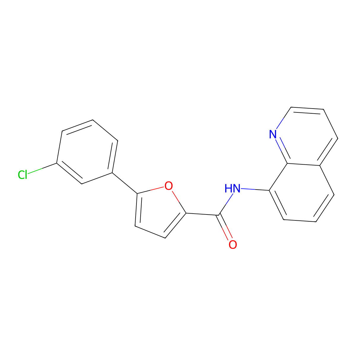 5-(3-chlorophenyl)-N-quinolin-8-ylfuran-2-carboxamide molecular structure, CAS 712291-55-9