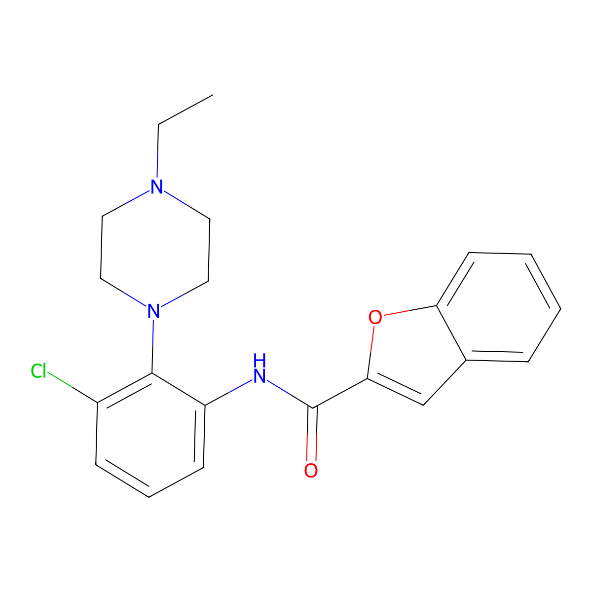 N-[3-chloro-2-(4-ethylpiperazin-1-yl)phenyl]-1-benzofuran-2-carboxamide molecular structure, CAS 712291-66-2