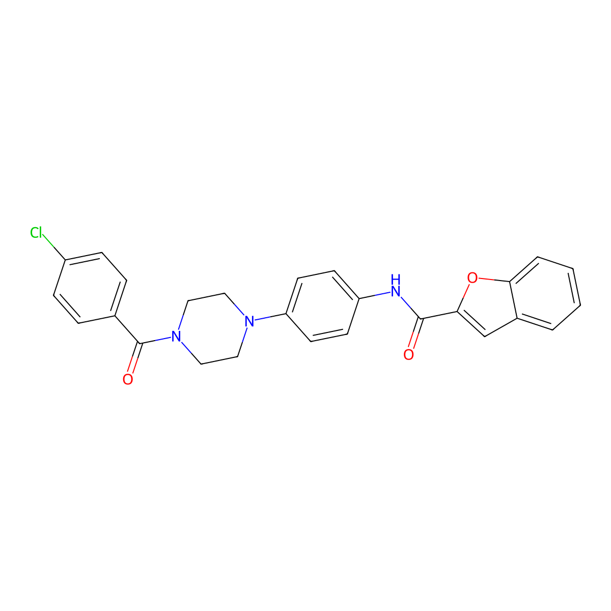 N-{4-[4-(4-chlorobenzoyl)-1-piperazinyl]phenyl}-1-benzofuran-2-carboxamide molecular structure, CAS 712291-67-3