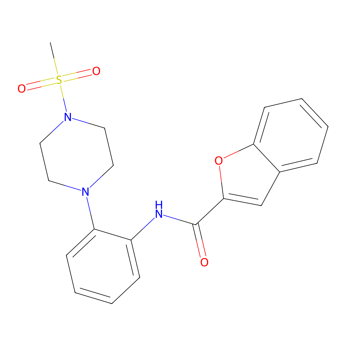 N-[2-(4-methylsulfonylpiperazin-1-yl)phenyl]-1-benzofuran-2-carboxamide molecular structure, CAS 712291-68-4