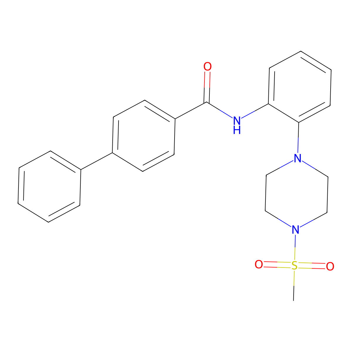 N-[2-(4-methylsulfonylpiperazin-1-yl)phenyl]-4-phenylbenzamide molecular structure, CAS 712291-80-0