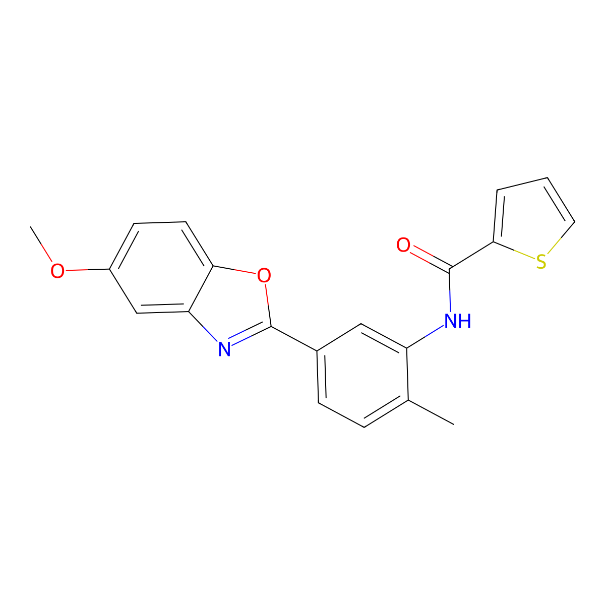 N-[5-(5-methoxy-1,3-benzoxazol-2-yl)-2-methylphenyl]thiophene-2-carboxamide molecular structure, CAS 712291-89-9