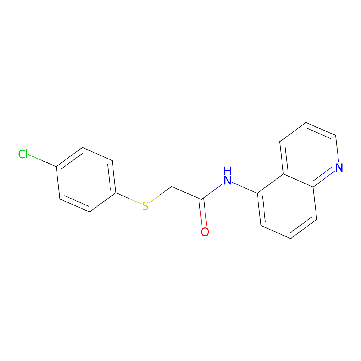 2-(4-chlorophenyl)sulfanyl-N-quinolin-5-ylacetamide molecular structure, CAS 712292-03-0