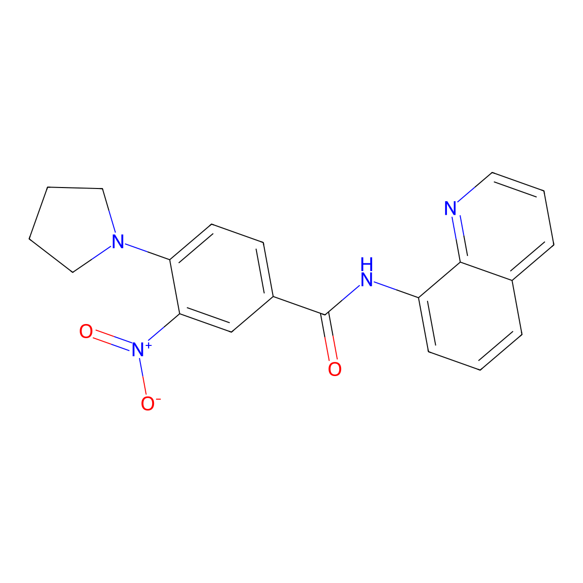3-nitro-4-pyrrolidin-1-yl-N-quinolin-8-ylbenzamide molecular structure, CAS 712292-04-1