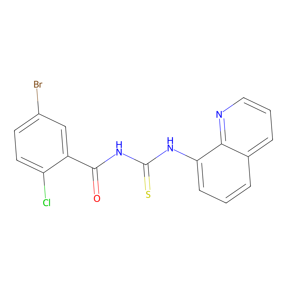 5-bromo-2-chloro-N-(quinolin-8-ylcarbamothioyl)benzamide molecular structure, CAS 712292-08-5