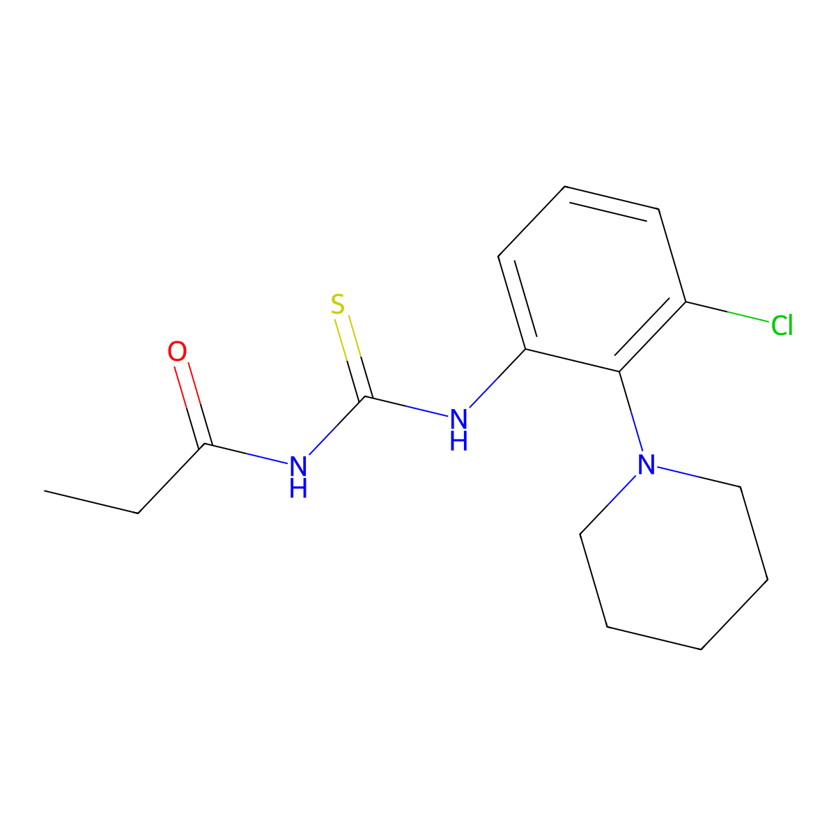 N-[(3-chloro-2-piperidin-1-ylphenyl)carbamothioyl]propanamide molecular structure, CAS 712292-09-6