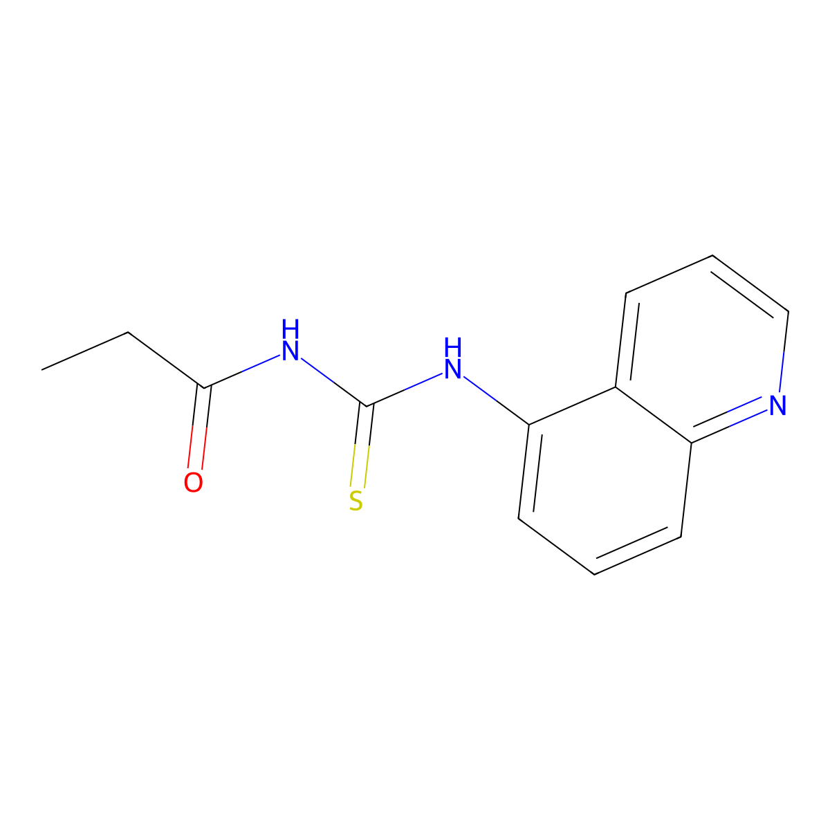 N-(quinolin-5-ylcarbamothioyl)propanamide molecular structure, CAS 712292-15-4