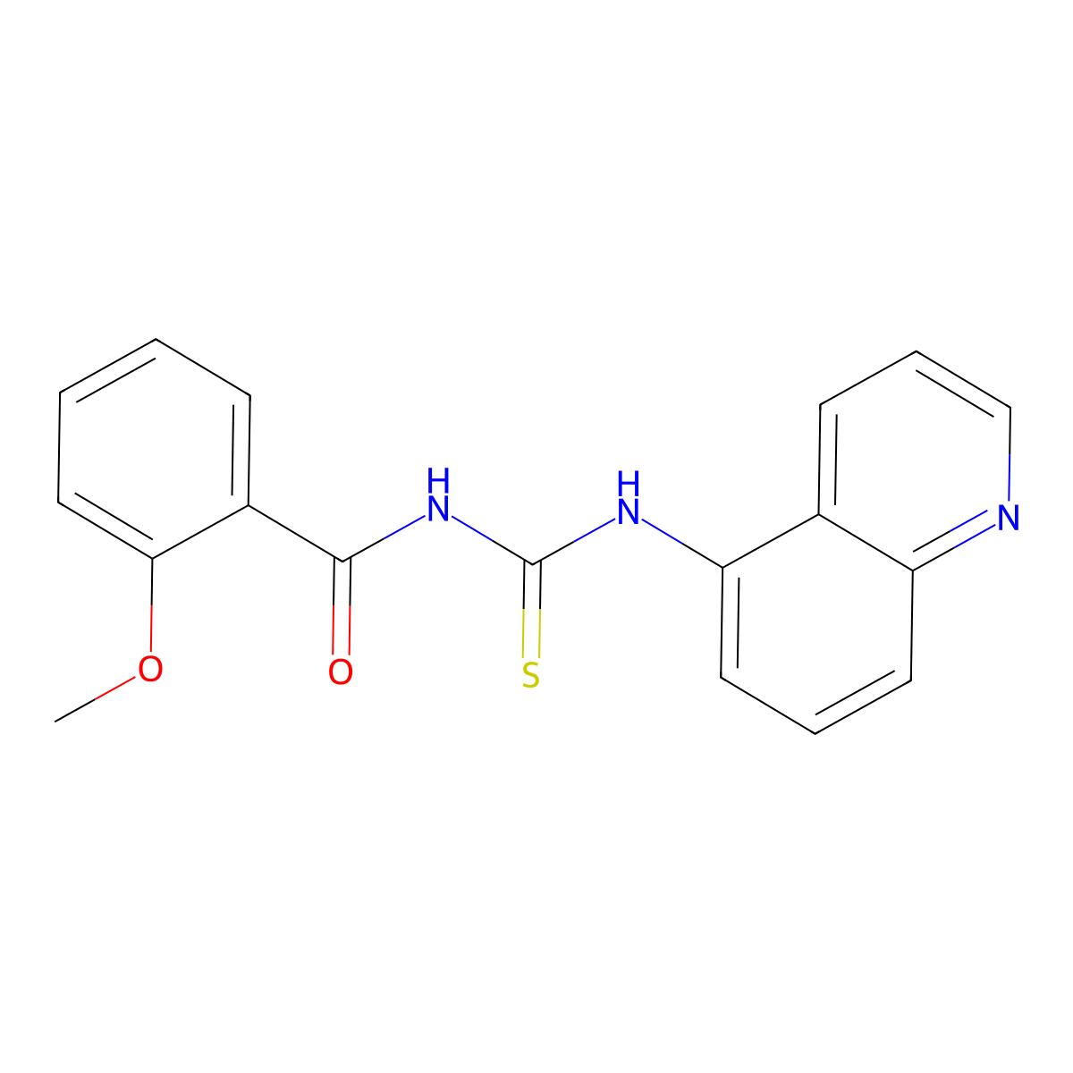 2-methoxy-N-(quinolin-5-ylcarbamothioyl)benzamide molecular structure, CAS 712292-17-6