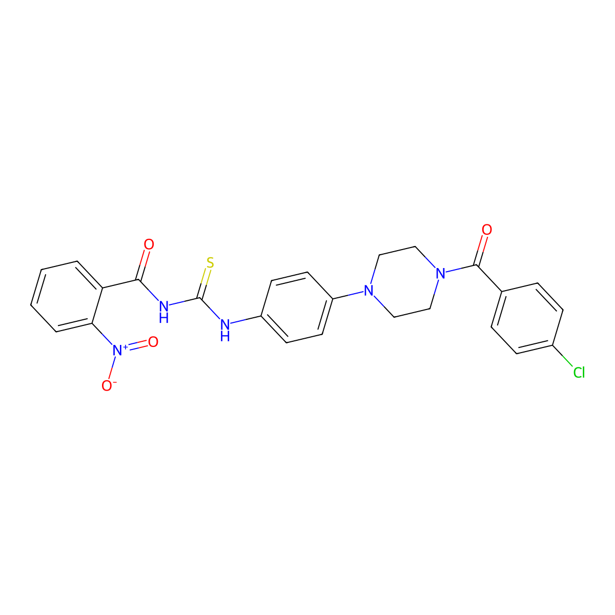 N-[[4-[4-(4-chlorobenzoyl)piperazin-1-yl]phenyl]carbamothioyl]-2-nitrobenzamide molecular structure, CAS 712292-26-7