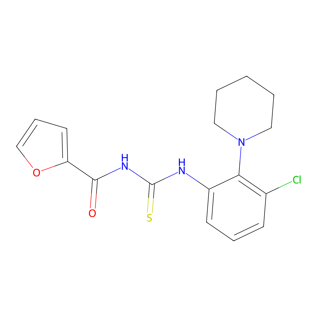 N-[(3-chloro-2-piperidin-1-ylphenyl)carbamothioyl]furan-2-carboxamide molecular structure, CAS 712292-30-3