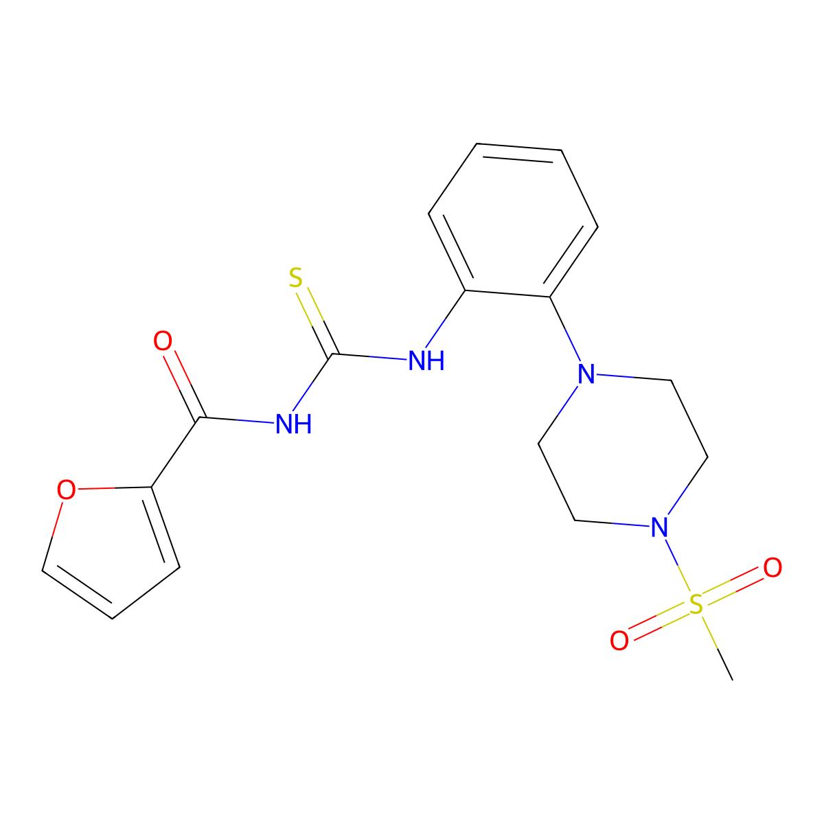 N-[[2-(4-methylsulfonylpiperazin-1-yl)phenyl]carbamothioyl]furan-2-carboxamide molecular structure, CAS 712292-32-5