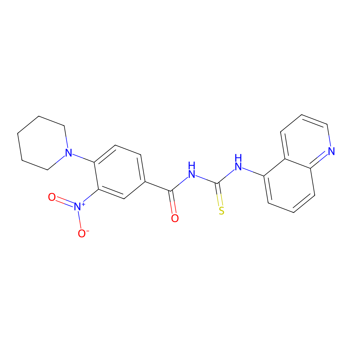 3-nitro-4-piperidin-1-yl-N-(quinolin-5-ylcarbamothioyl)benzamide molecular structure, CAS 712292-52-9