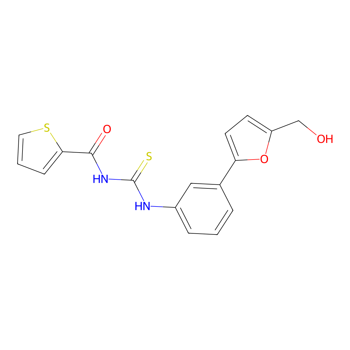 N-[[3-[5-(hydroxymethyl)furan-2-yl]phenyl]carbamothioyl]thiophene-2-carboxamide molecular structure, CAS 712292-57-4