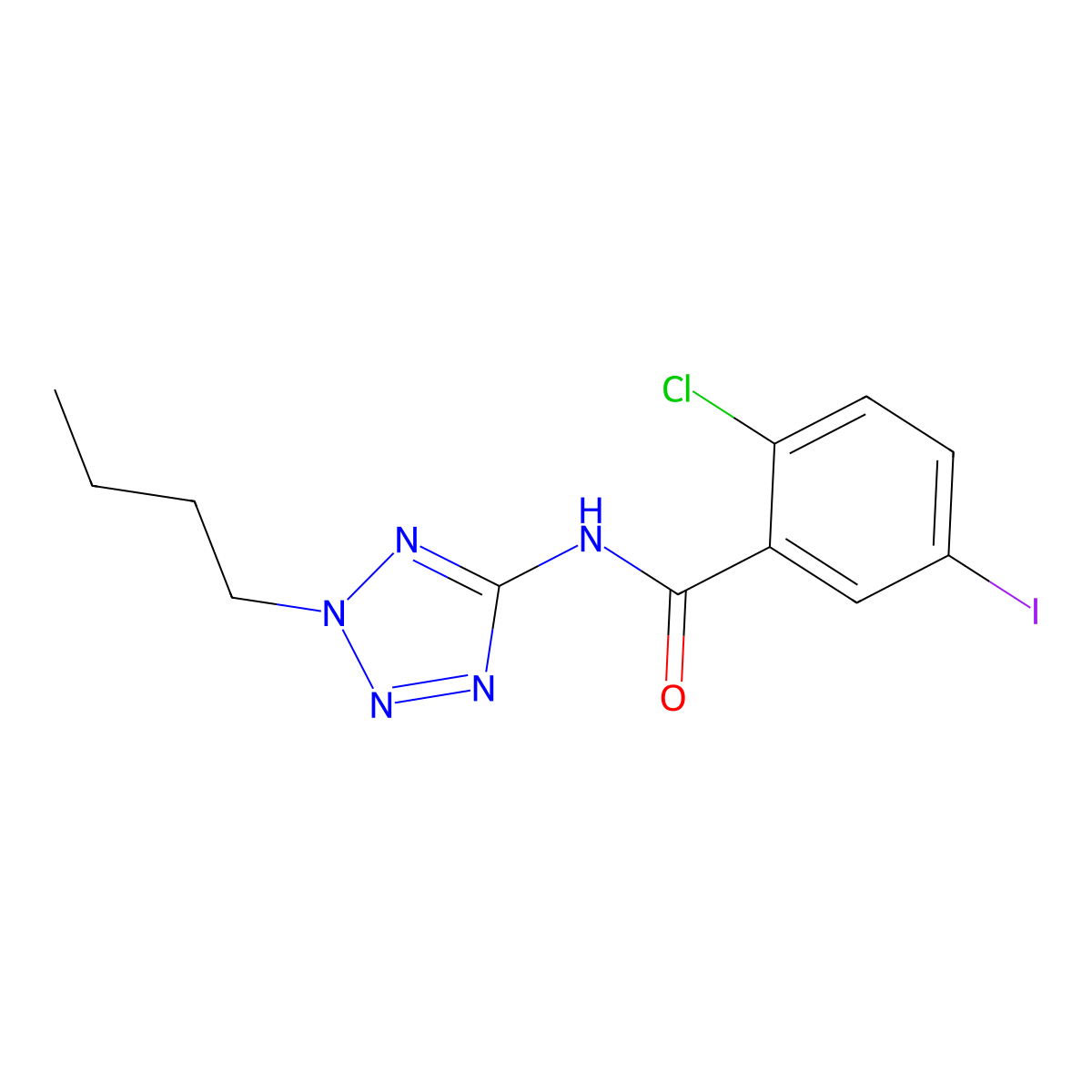 N-(2-butyl-2H-tetraazol-5-yl)-2-chloro-5-iodobenzamide molecular structure, CAS 712292-79-0
