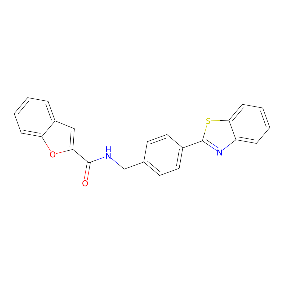 N-[4-(1,3-benzothiazol-2-yl)benzyl]-1-benzofuran-2-carboxamide molecular structure, CAS 712293-00-0