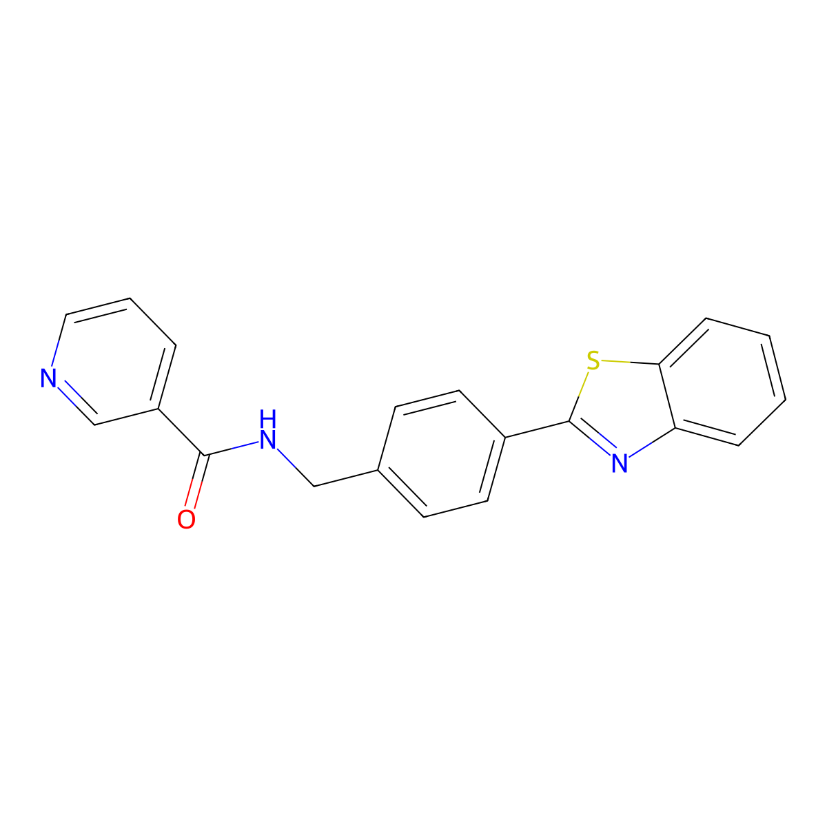 N-[[4-(1,3-benzothiazol-2-yl)phenyl]methyl]pyridine-3-carboxamide molecular structure, CAS 712293-08-8
