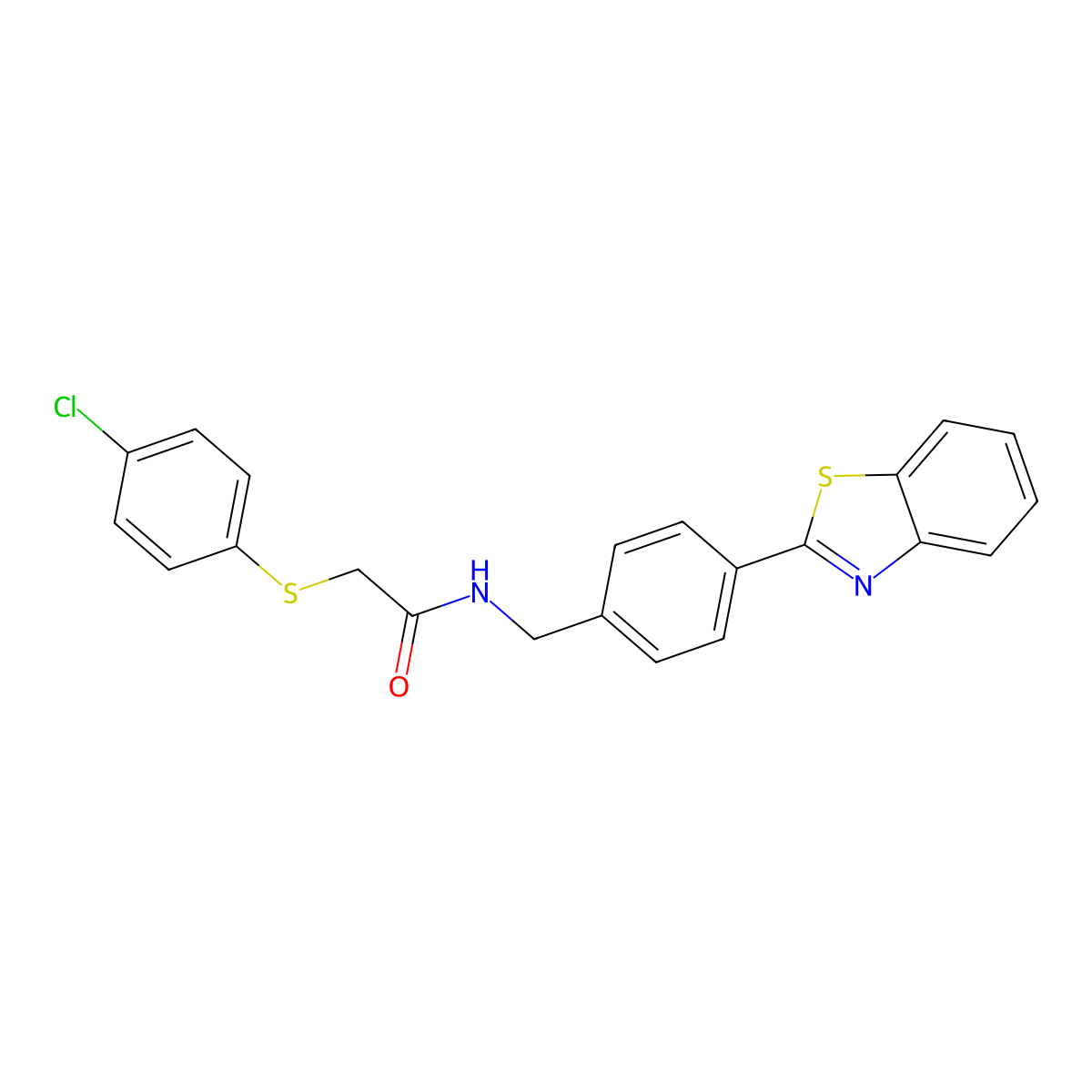 N-[4-(1,3-benzothiazol-2-yl)benzyl]-2-[(4-chlorophenyl)sulfanyl]acetamide molecular structure, CAS 712293-10-2