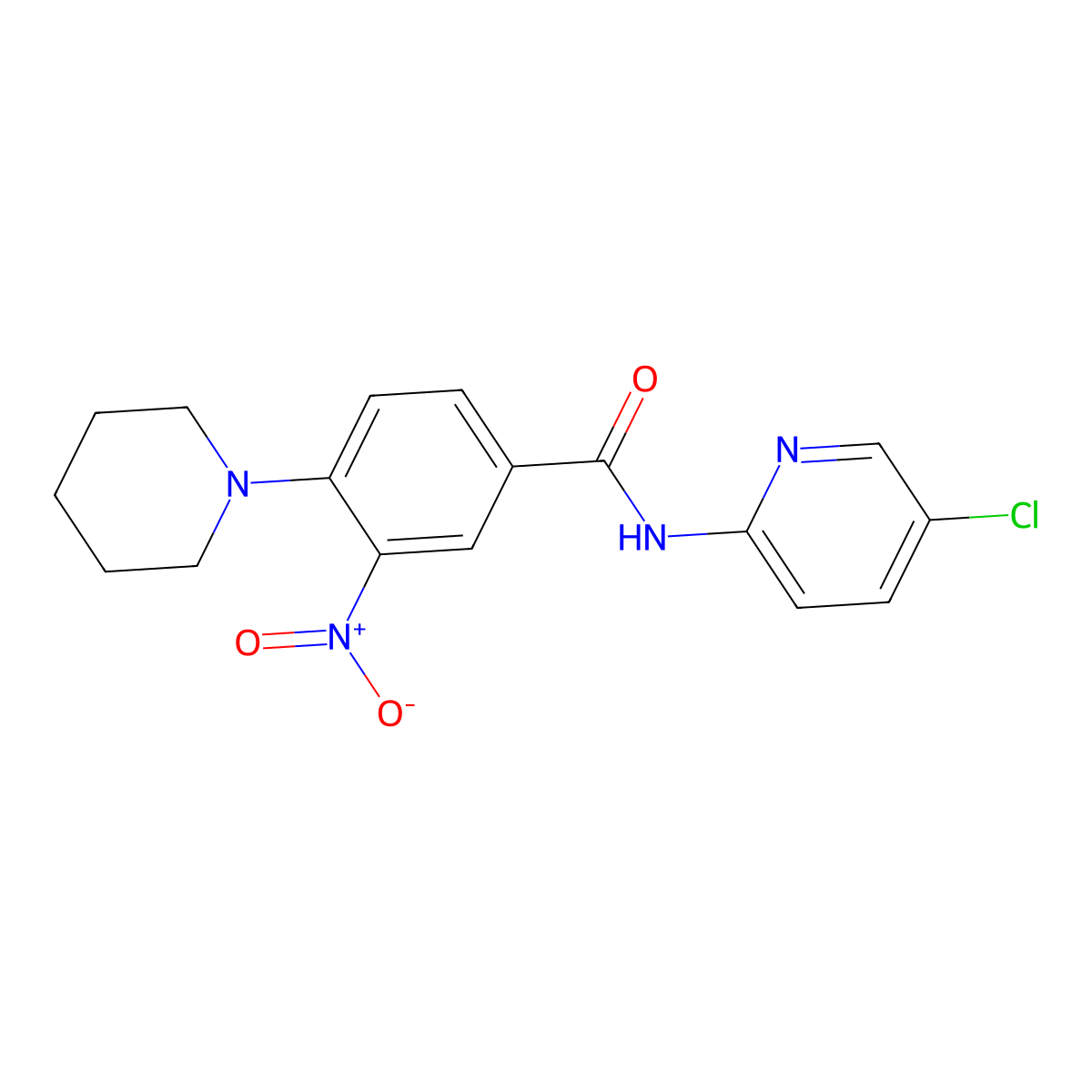 N-(5-chloropyridin-2-yl)-3-nitro-4-piperidin-1-ylbenzamide molecular structure, CAS 712293-24-8