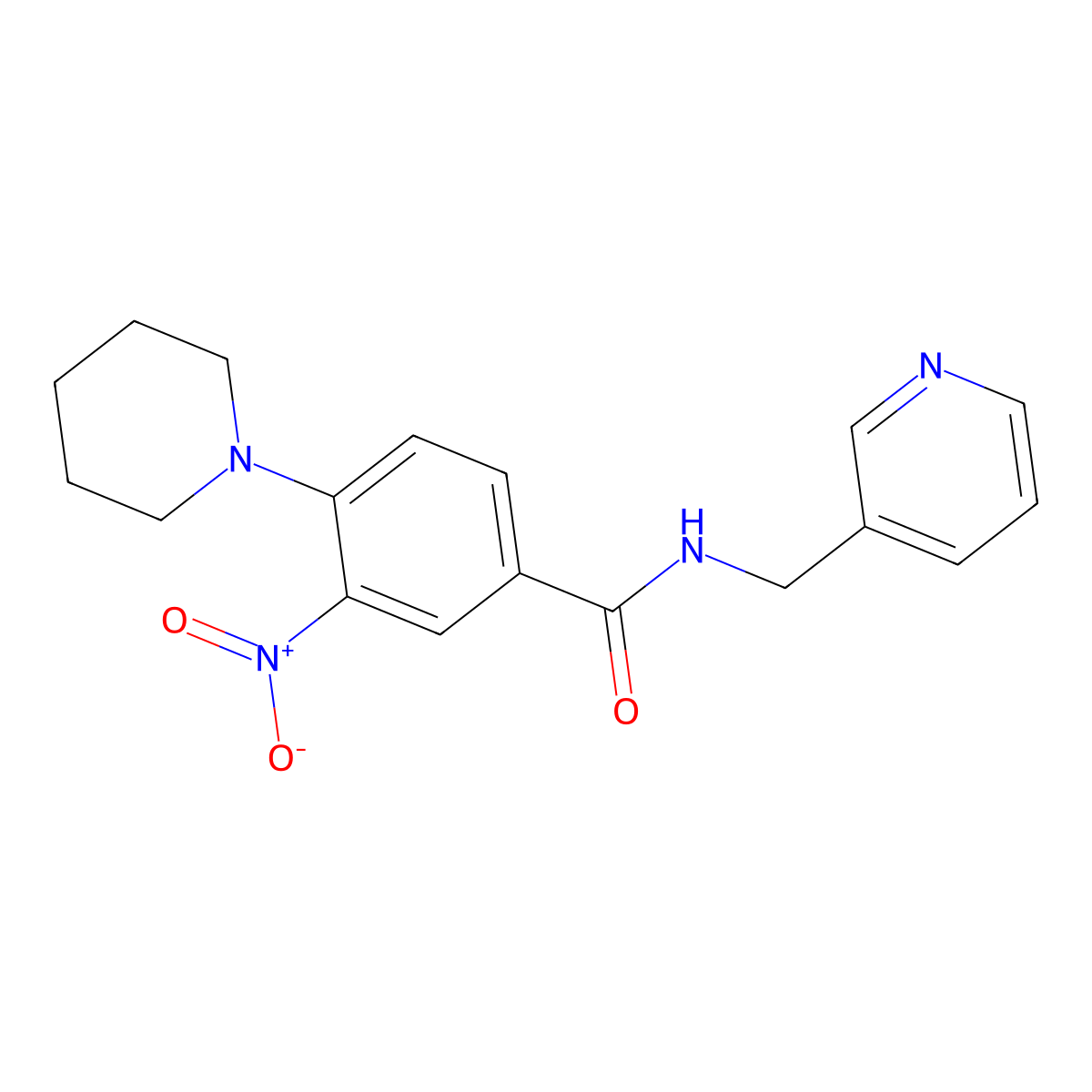 3-nitro-4-piperidin-1-yl-N-(pyridin-3-ylmethyl)benzamide molecular structure, CAS 712293-26-0